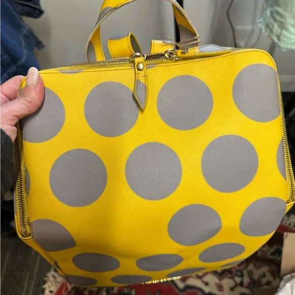 Vivienne Westwood Yellow Backpack with Gray Polka Dot Print - Picture 4 of 4